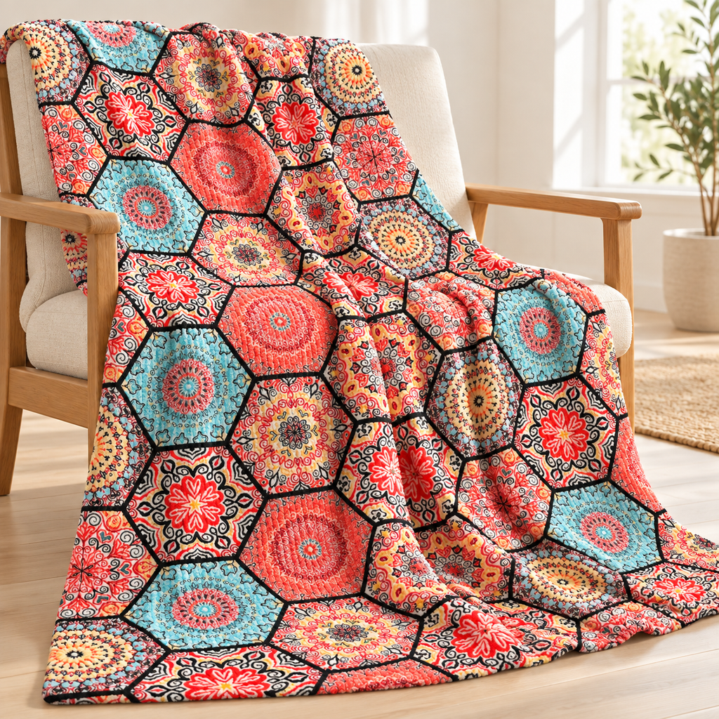 Marrakesh Bloom – Double Bed Flannel Blanket