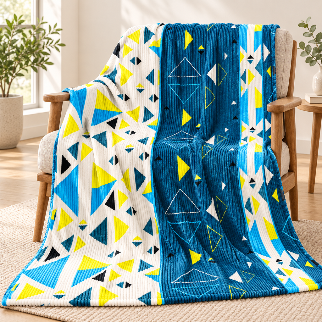 Aqua Prism – Double Bed Flannel Blanket