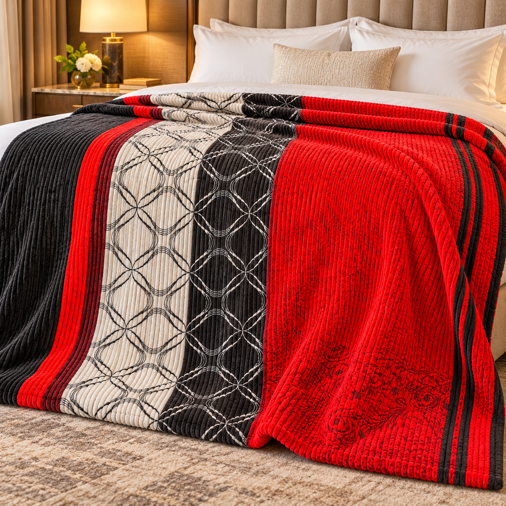 Scarlet Orbit – Double Bed Flannel Blanket