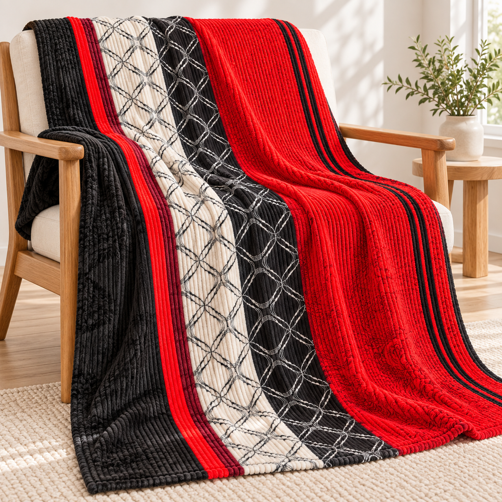Scarlet Orbit – Double Bed Flannel Blanket
