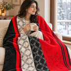 Scarlet Orbit – Double Bed Flannel Blanket