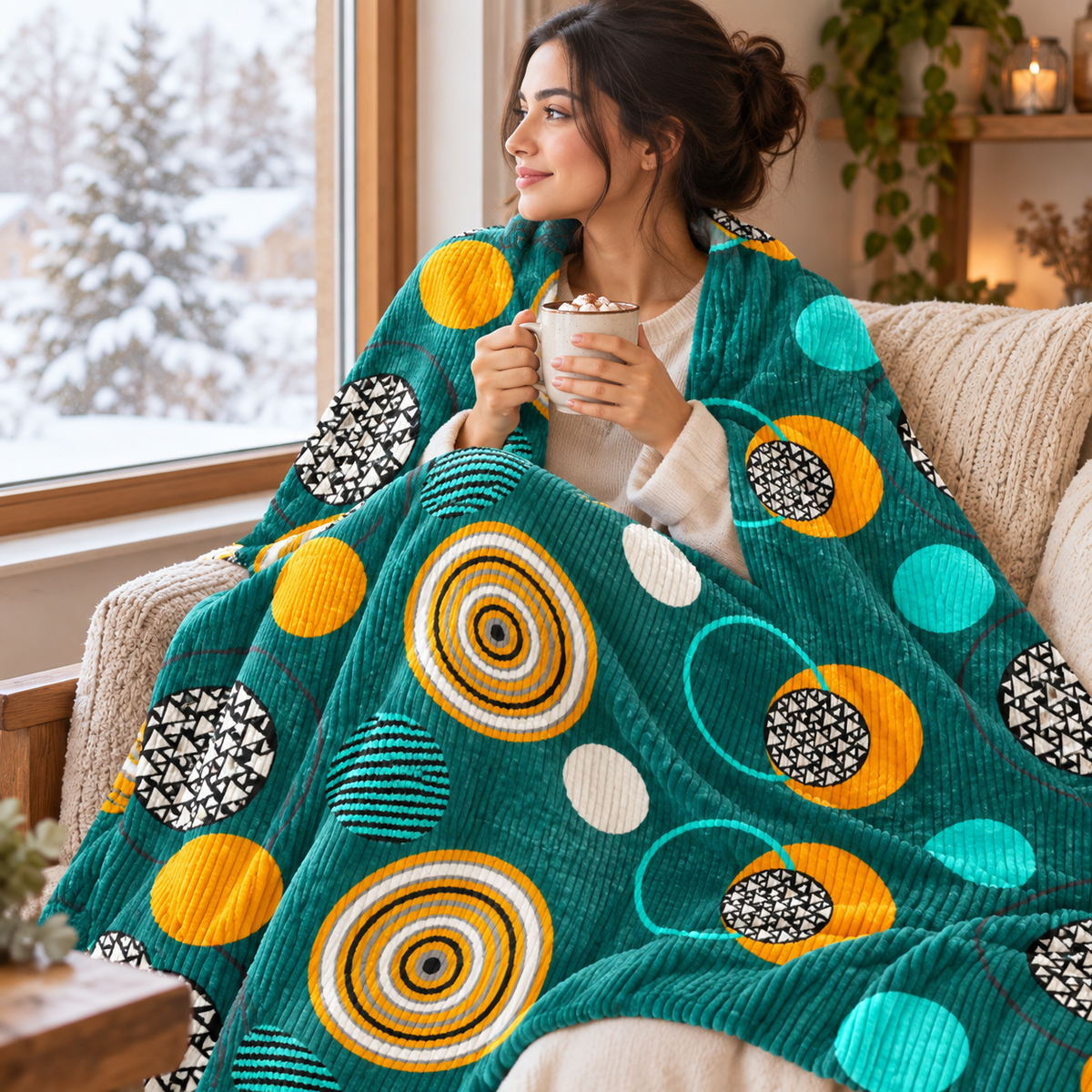 Emerald Halo – Double Bed Flannel Blanket