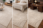 Plush Shaggy Rugs Leaf Pattern