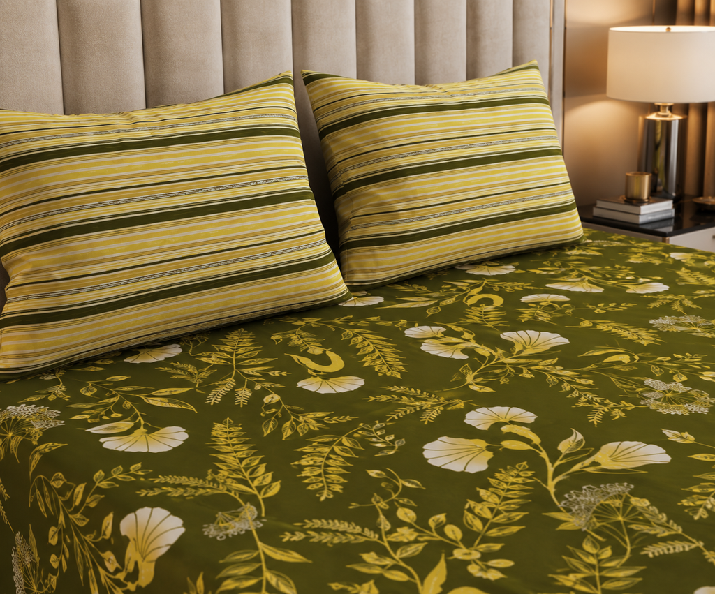 Olive Elegance- Bedsheet