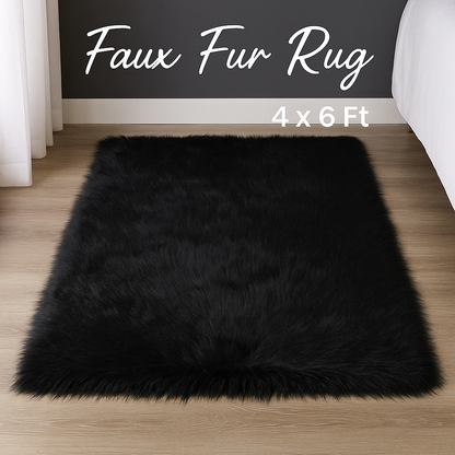 Faux Fur Rug-Black |4*6ft |