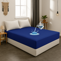 Double Bed Waterproof Mattress Protector- Navy Blue
