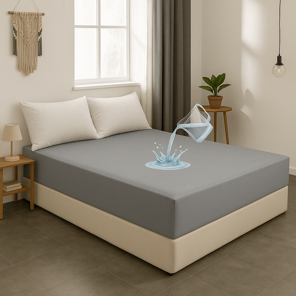 Double Bed Waterproof Mattress Protector- Grey