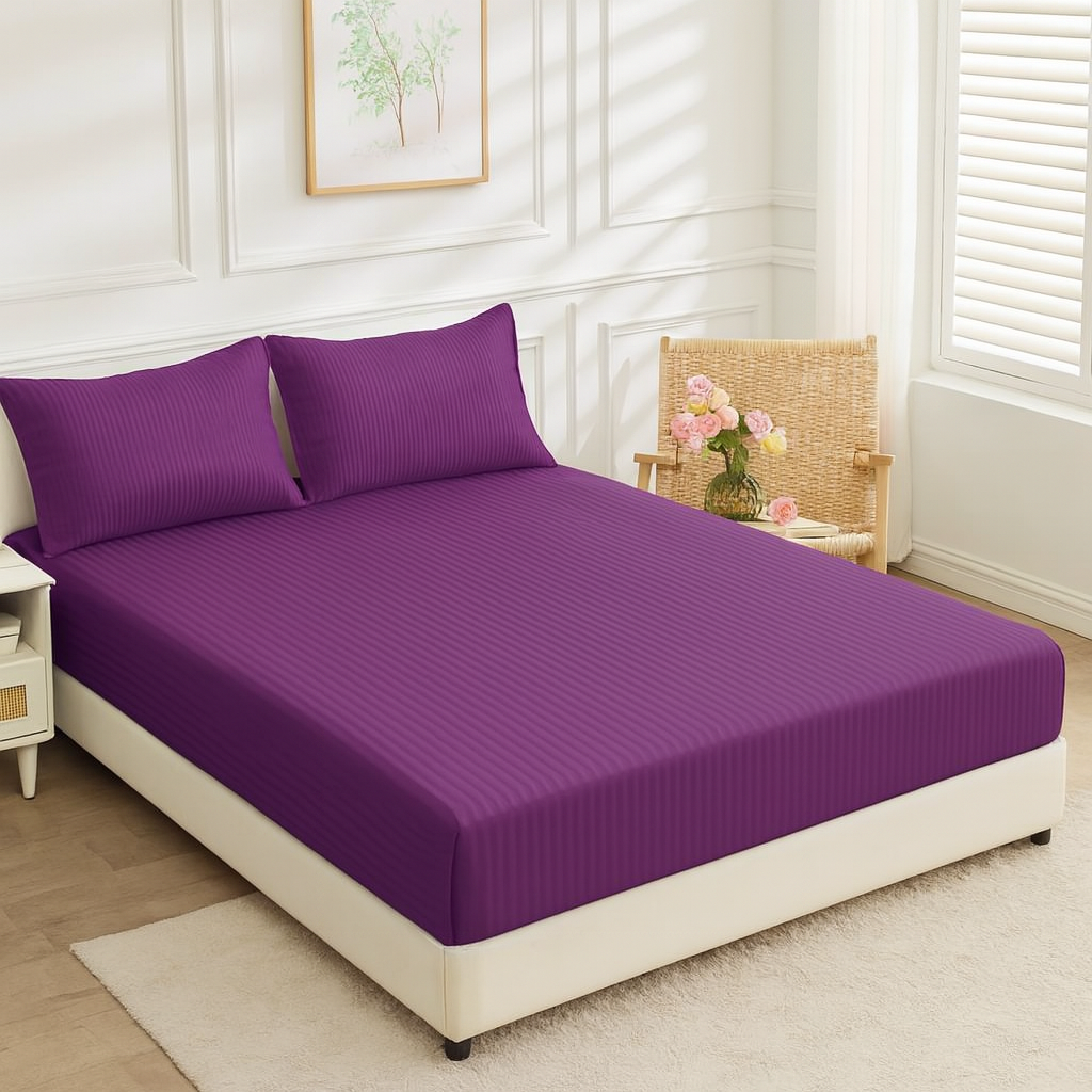 Plum Stripe - Fitted Sheet