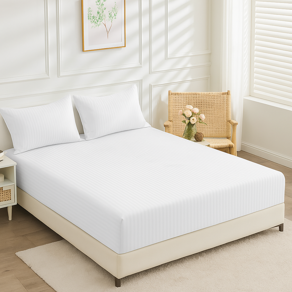 White Stripe - Fitted Sheet