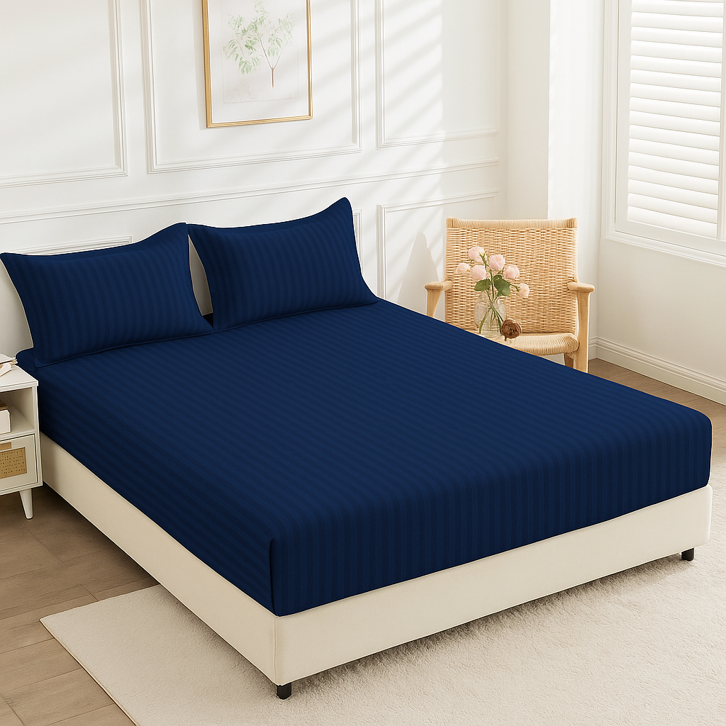 Navy Stripe - Fitted Sheet