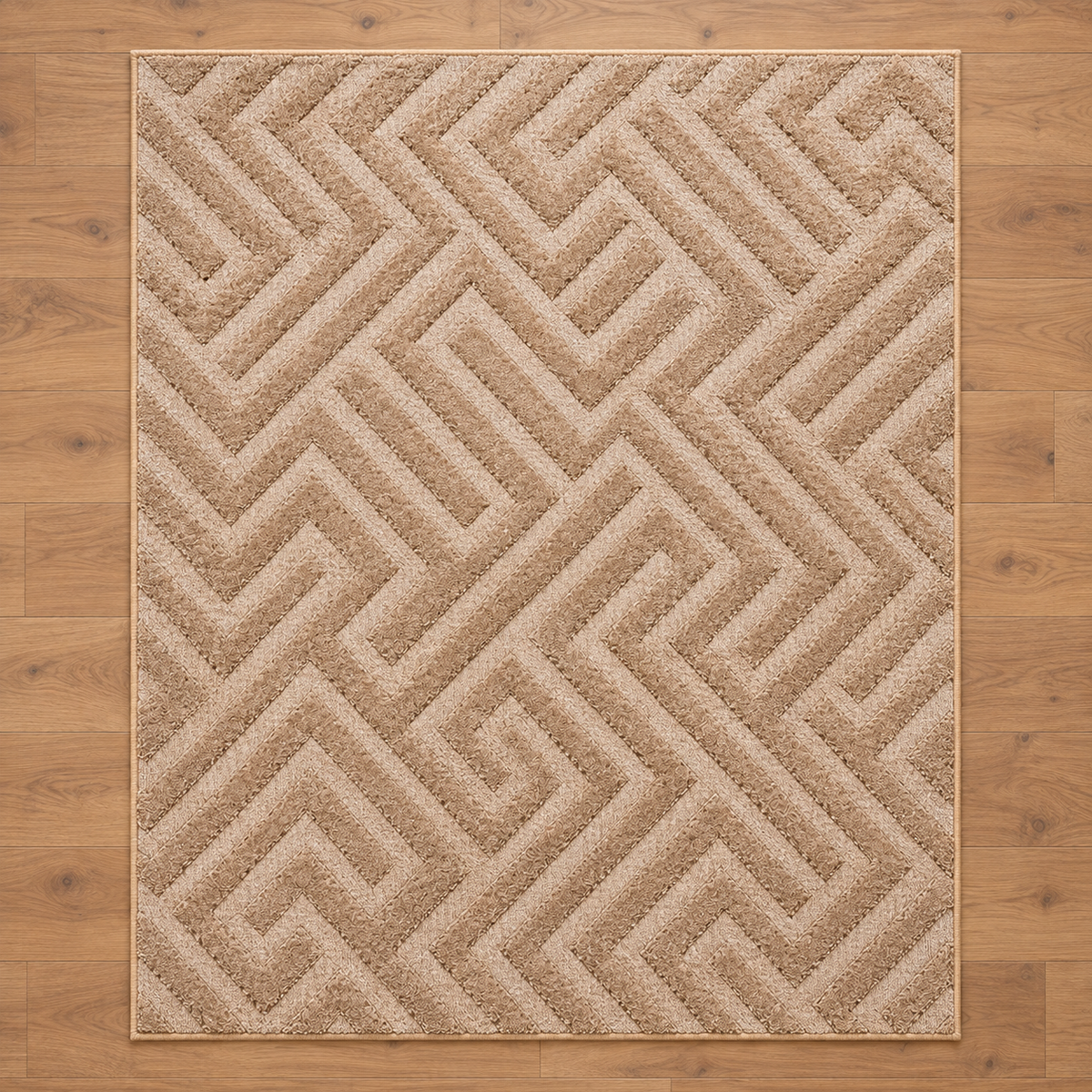 Plush Shaggy Matrix Pattern Rug – Beige