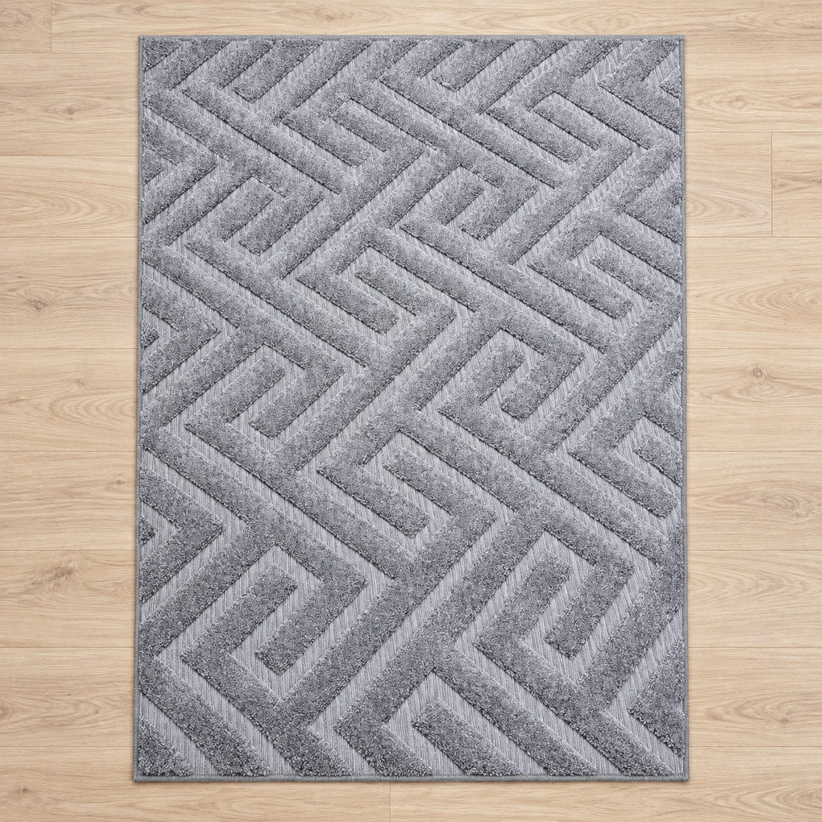 Plush Shaggy Rug, Grey Matrix Pattern