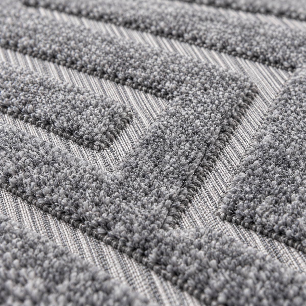 Plush Shaggy Rug, Grey Matrix Pattern