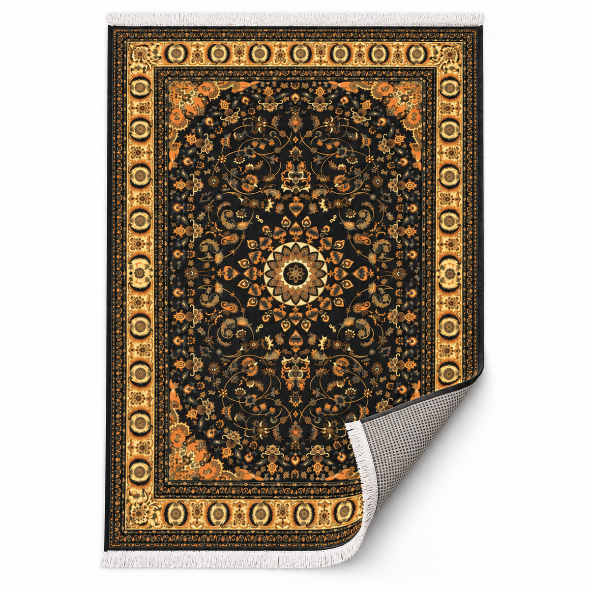 Emerald – Luxury Velvet Rug, Dark Green & Gold (LVT-402)