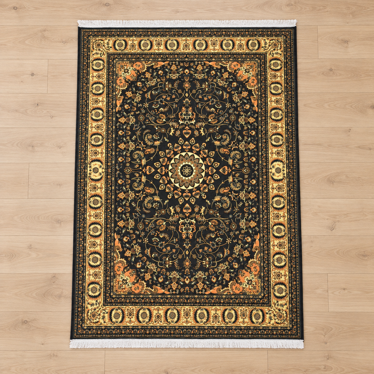 Emerald – Luxury Velvet Rug, Dark Green & Gold (LVT-402)