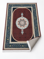 Anari Mehrab – Luxury Velvet Rug, Maroon & Navy Traditional Design (LVT-403)