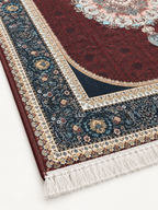 Anari Mehrab – Luxury Velvet Rug, Maroon & Navy Traditional Design (LVT-403)