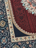 Anari Mehrab – Luxury Velvet Rug, Maroon & Navy Traditional Design (LVT-403)