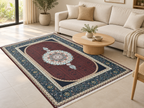 Anari Mehrab – Luxury Velvet Rug, Maroon & Navy Traditional Design (LVT-403)