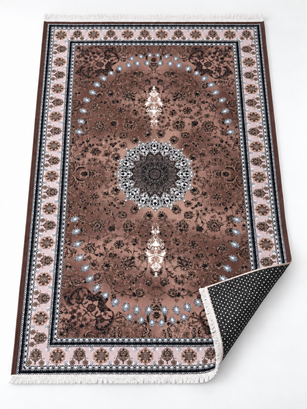 Quartz – Luxury Velvet Rug, Mocha Brown & Champagne (LVB-307)