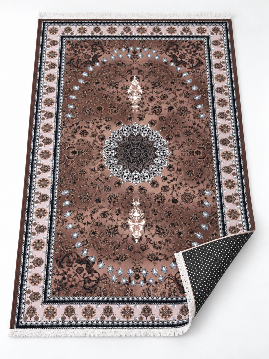 Quartz – Luxury Velvet Rug, Mocha Brown & Champagne (LVB-307)