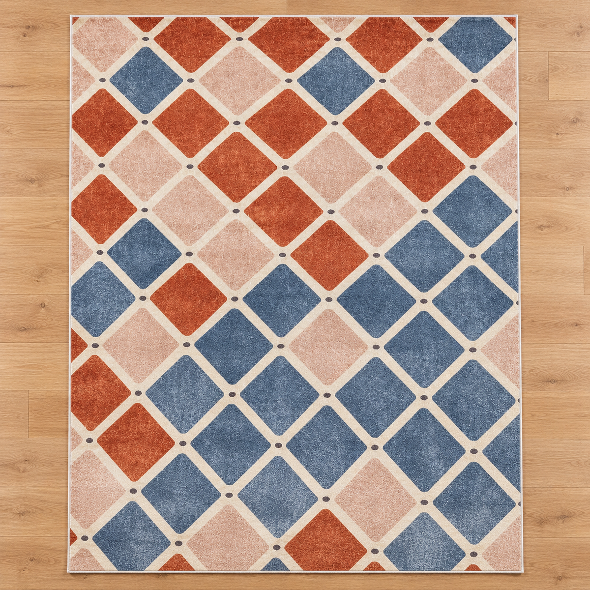 Denim – Modern Rug, Blue & Orange Geometric Design (MD-219)