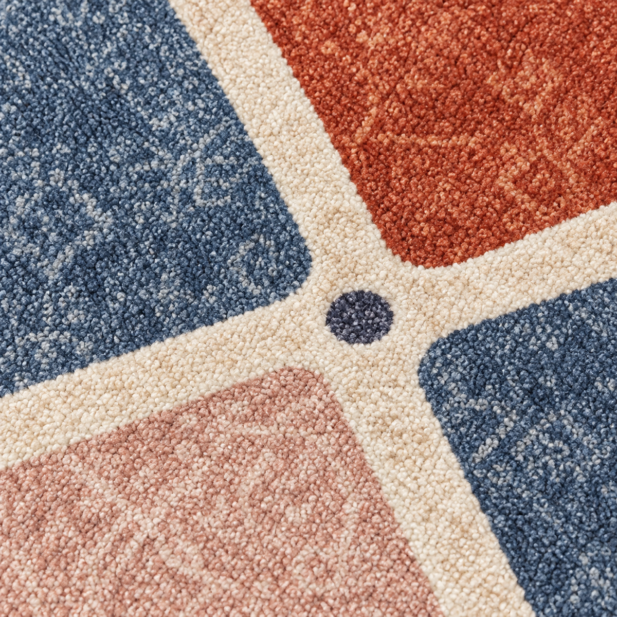 Denim – Modern Rug, Blue & Orange Geometric Design (MD-219)