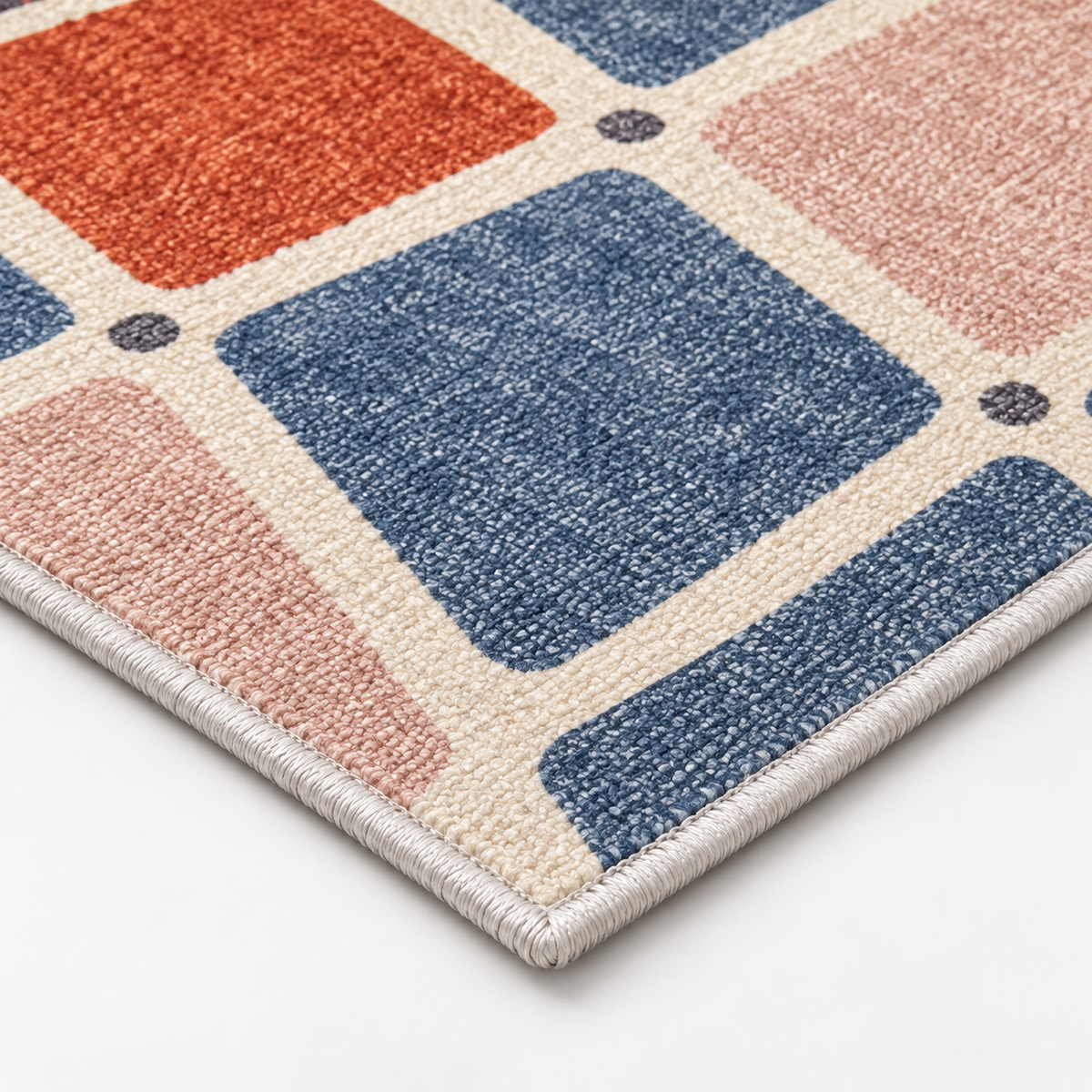 Denim – Modern Rug, Blue & Orange Geometric Design (MD-219)