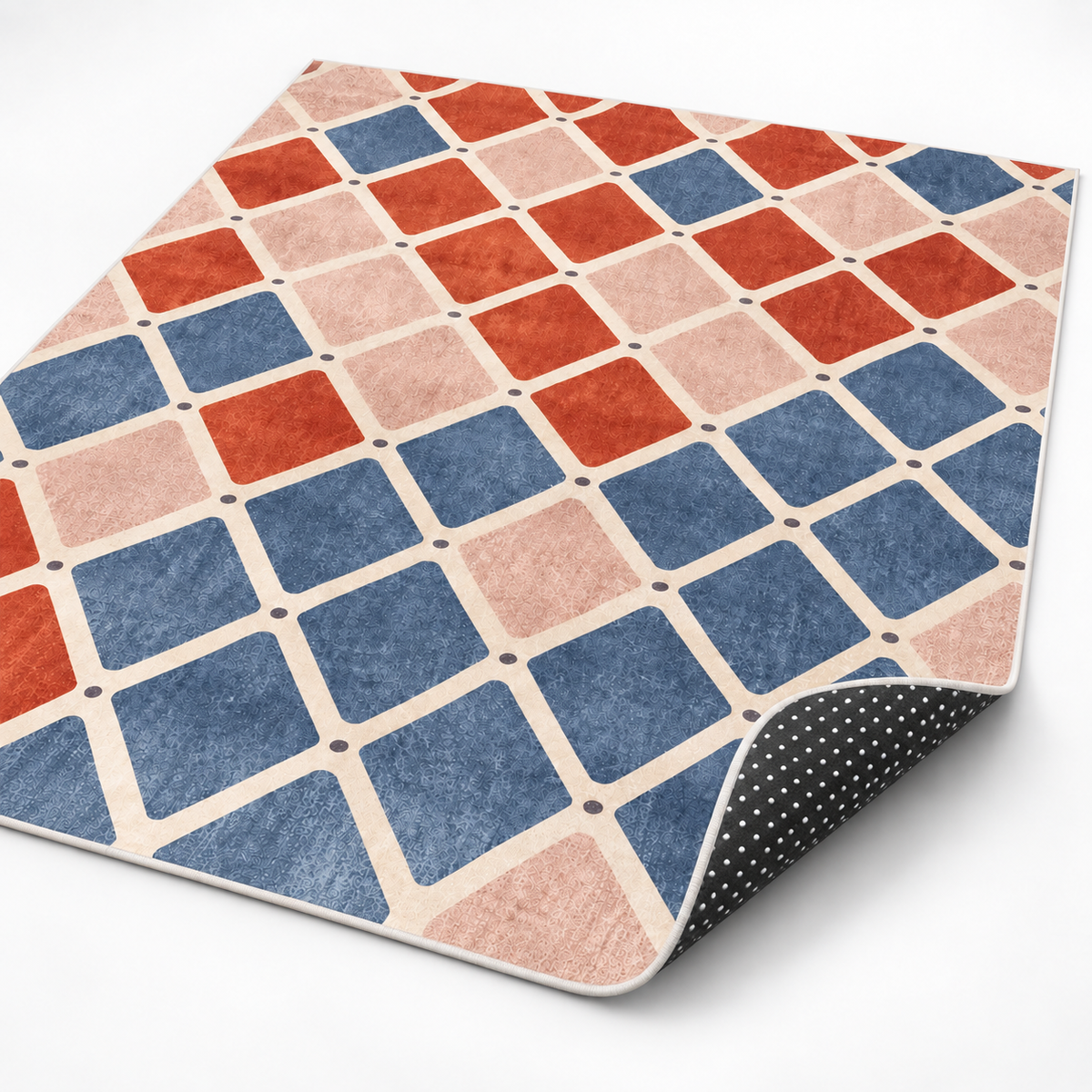 Denim – Modern Rug, Blue & Orange Geometric Design (MD-219)