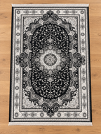 Eclipse – Luxury Velvet Rug, Black & Ivory Traditional Design (LVC-509)