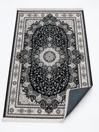 Eclipse – Luxury Velvet Rug, Black & Ivory Traditional Design (LVC-509)
