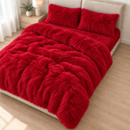 Red Premium Shaggy Comforter Set (4 Pcs)