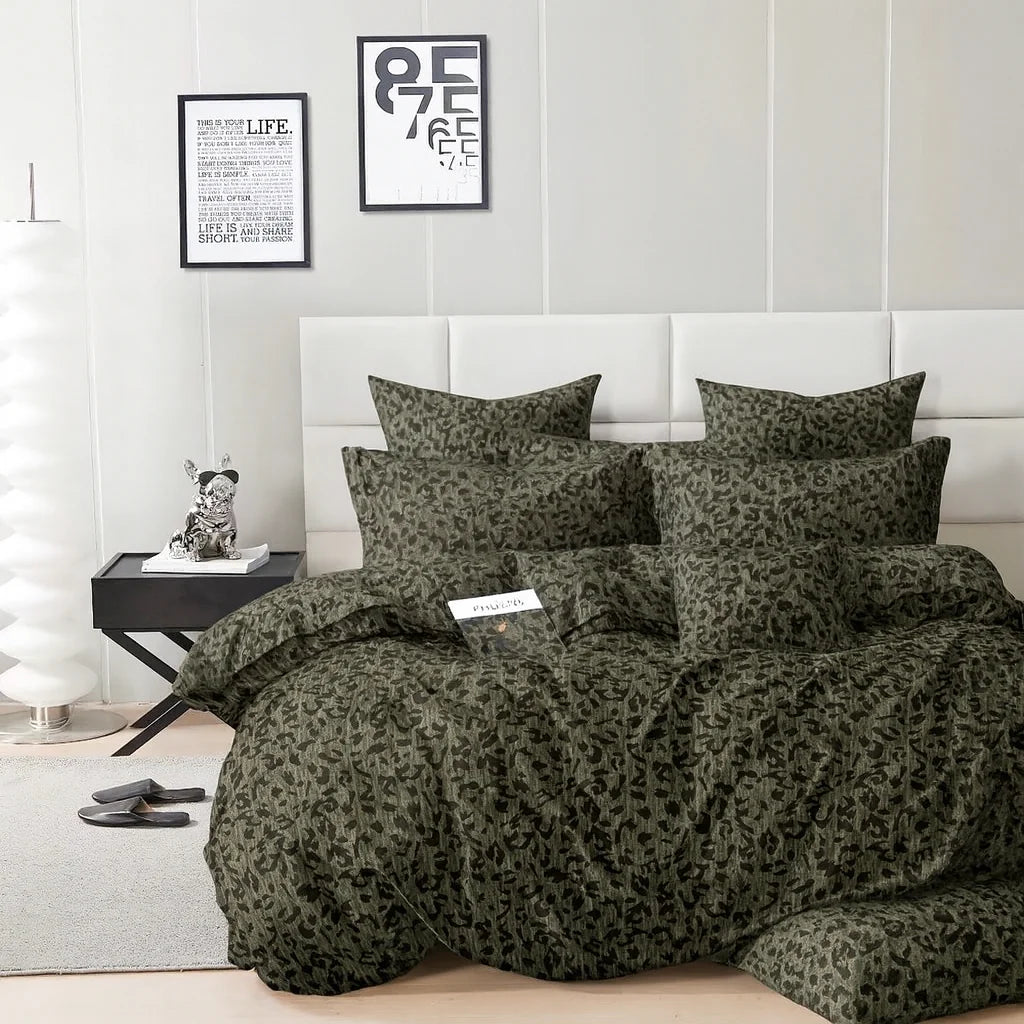 Olive Leopard - Quilt Cover Sets - 6Pcs