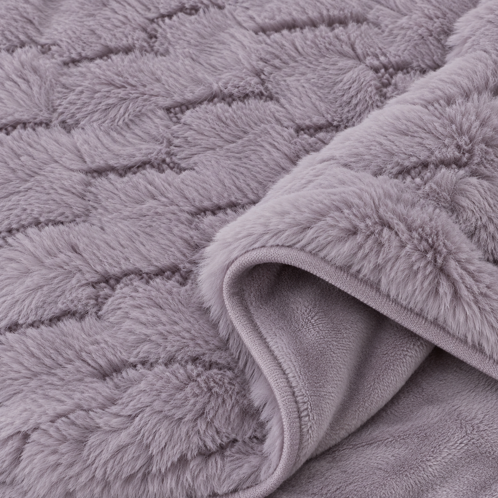Lilac Honeycomb Premium Shaggy Comforter Set (4 Pcs)