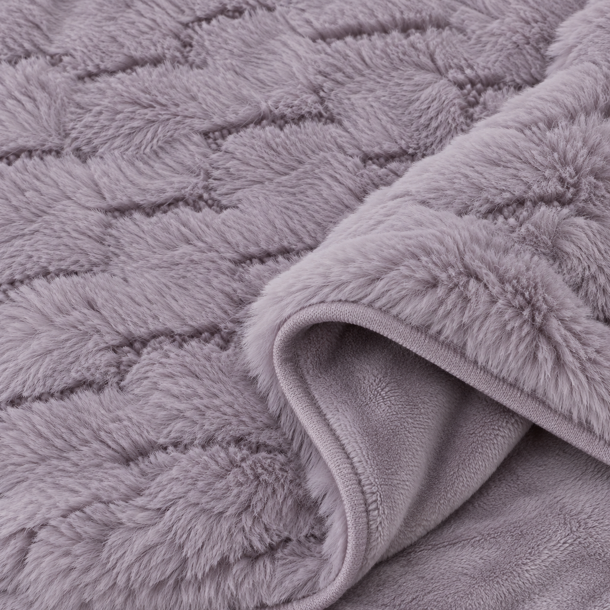 Lilac Honeycomb Premium Shaggy Comforter Set (4 Pcs)