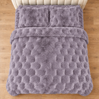 Lilac Honeycomb Premium Shaggy Comforter Set (4 Pcs)