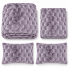 Lilac Honeycomb Premium Shaggy Comforter Set (4 Pcs)