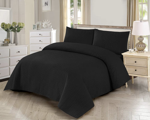 3 Pcs Ultrasonic Bedspread - Black