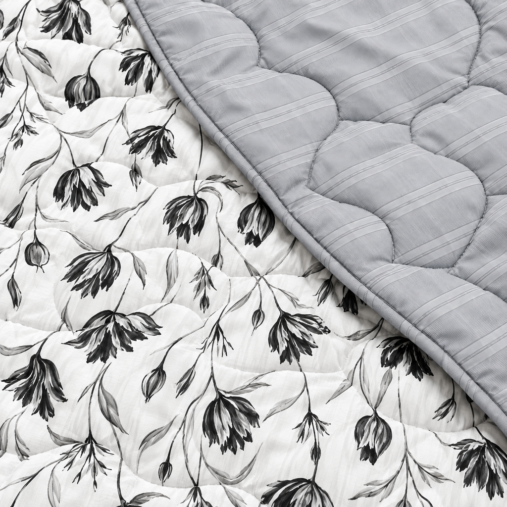 Midnight Tulip 4-Piece Reversible Comforter Set,