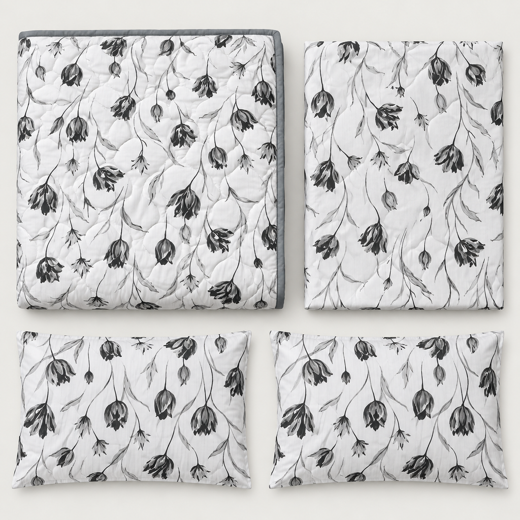 Midnight Tulip 4-Piece Reversible Comforter Set,