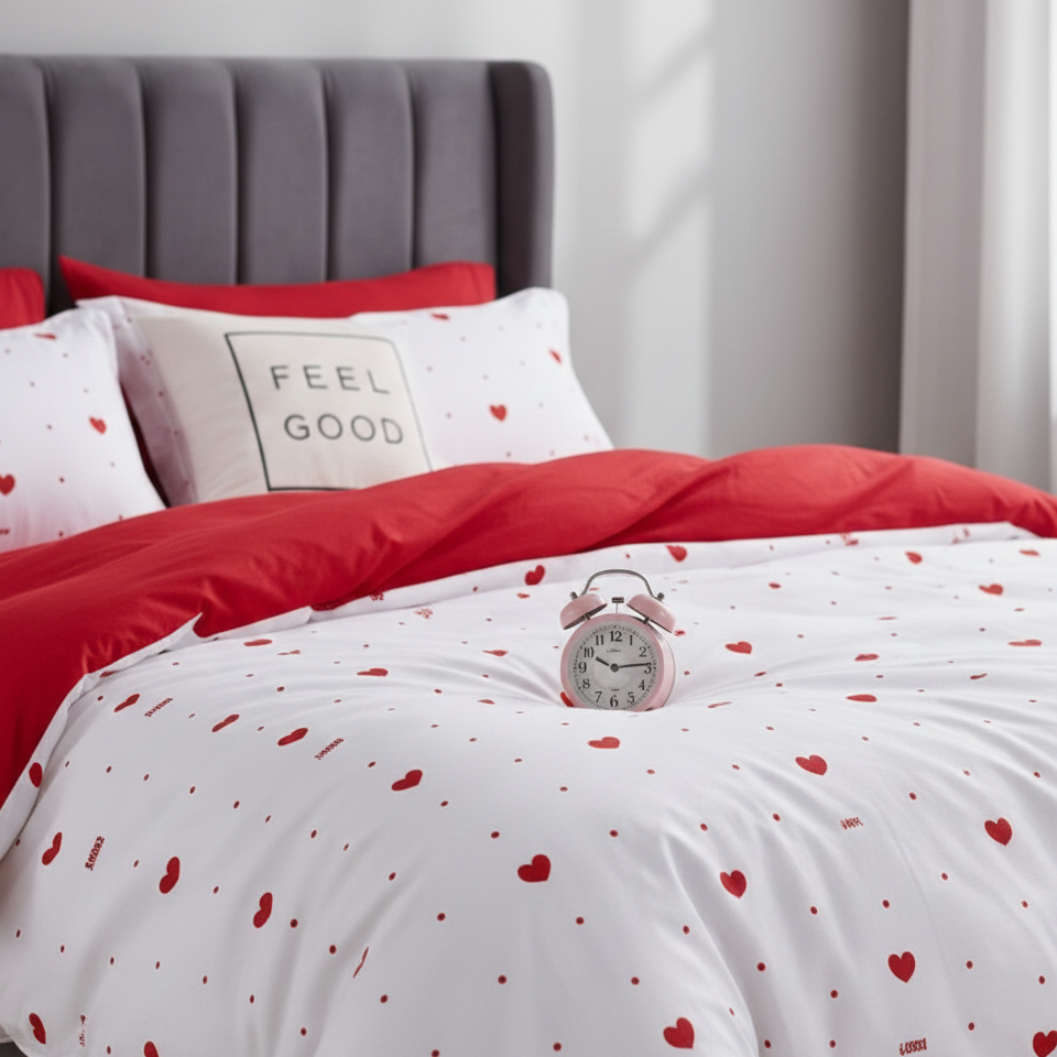 White Hearts - Quilt Cover Sets - 6Pcs