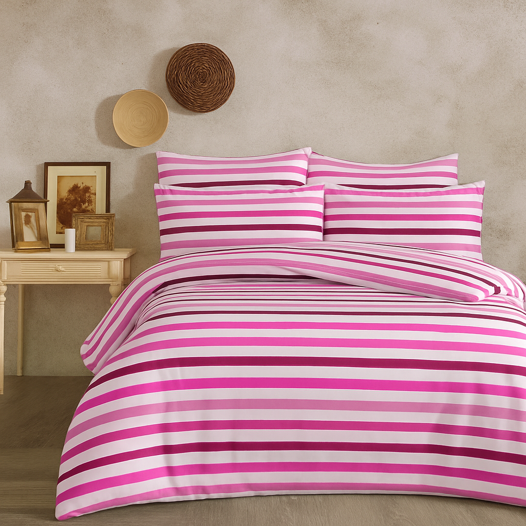 Blush Stripes Quilt Cover Set - 6Pcs