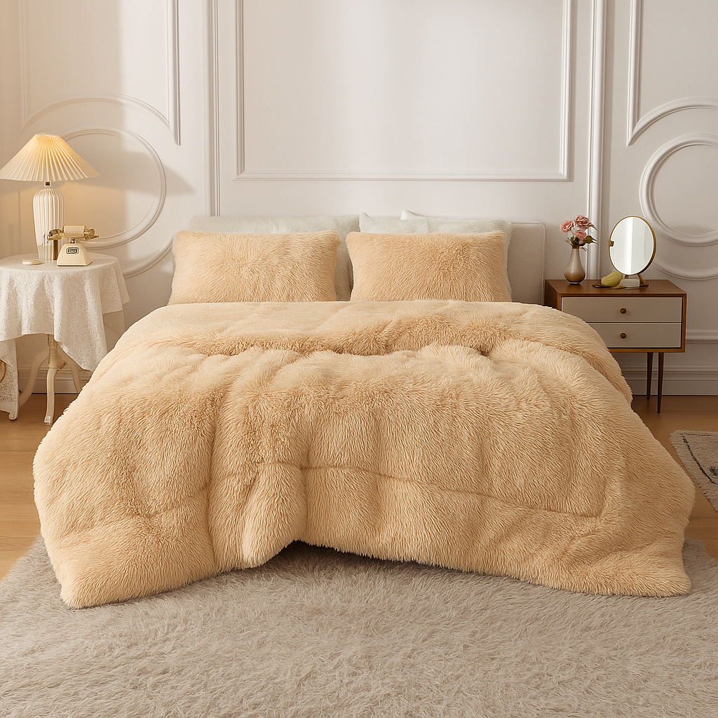 4-Piece Shaggy Comforter Set - Skin