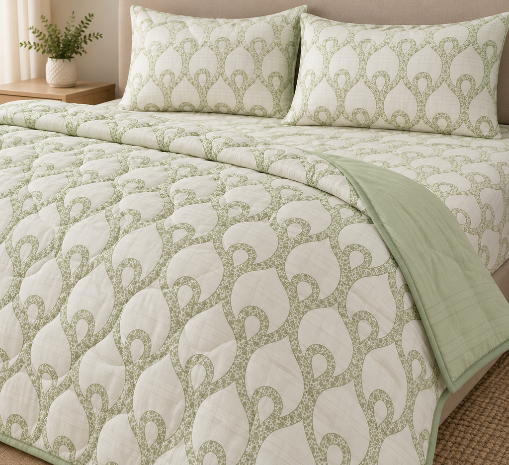 Sage Trellis 4-Piece Reversible Comforter Set,