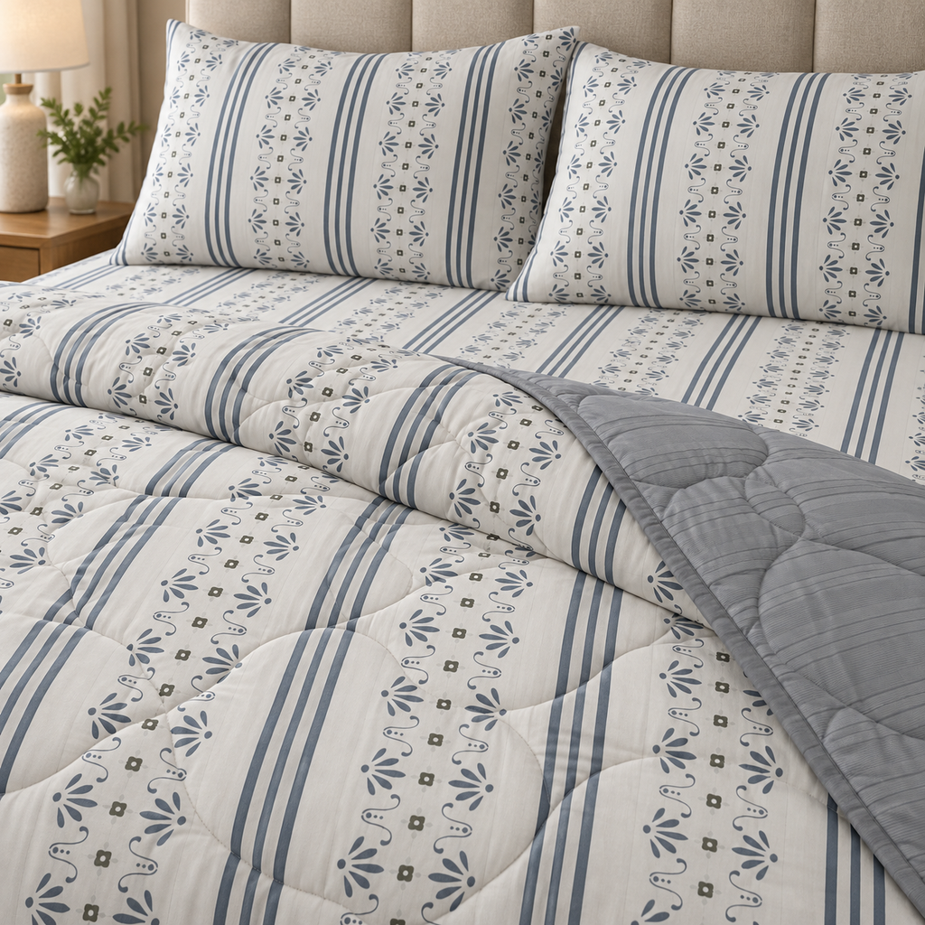 Blue Heritage 4-Piece Reversible Comforter Set