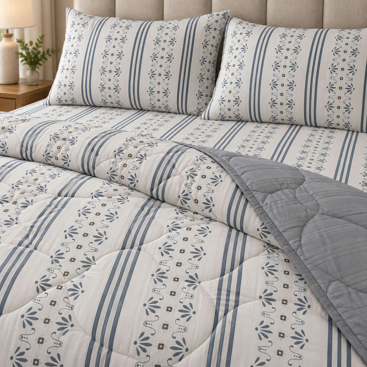 Blue Heritage 4-Piece Reversible Comforter Set