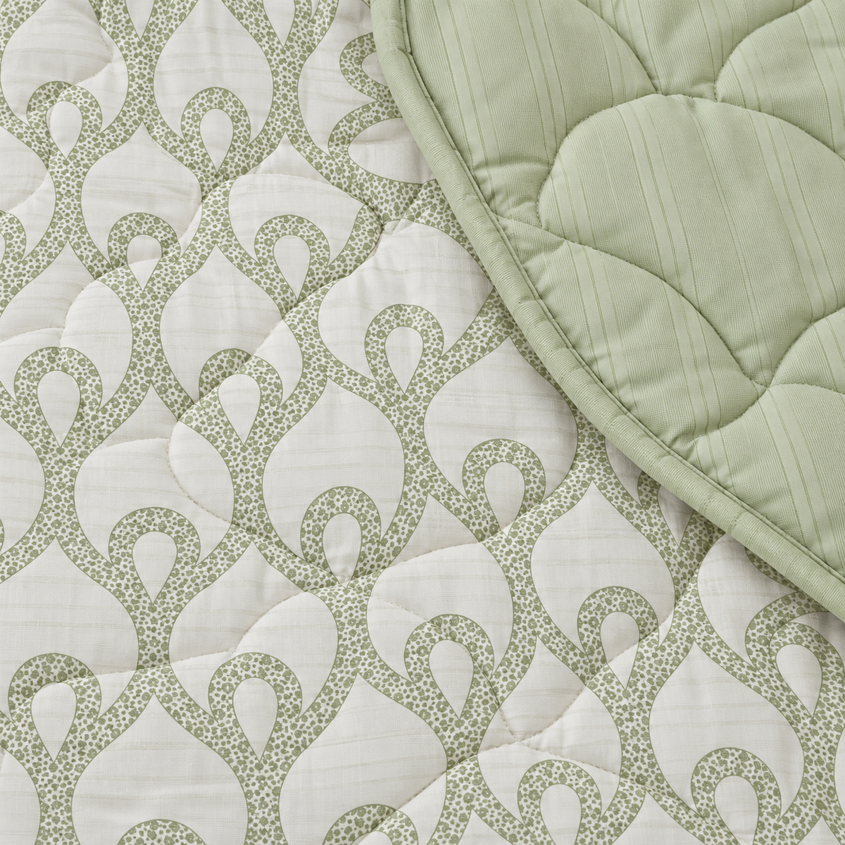 Sage Trellis 4-Piece Reversible Comforter Set,