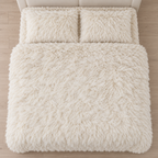 Cream Premium Shaggy Comforter Set (4 Pcs)