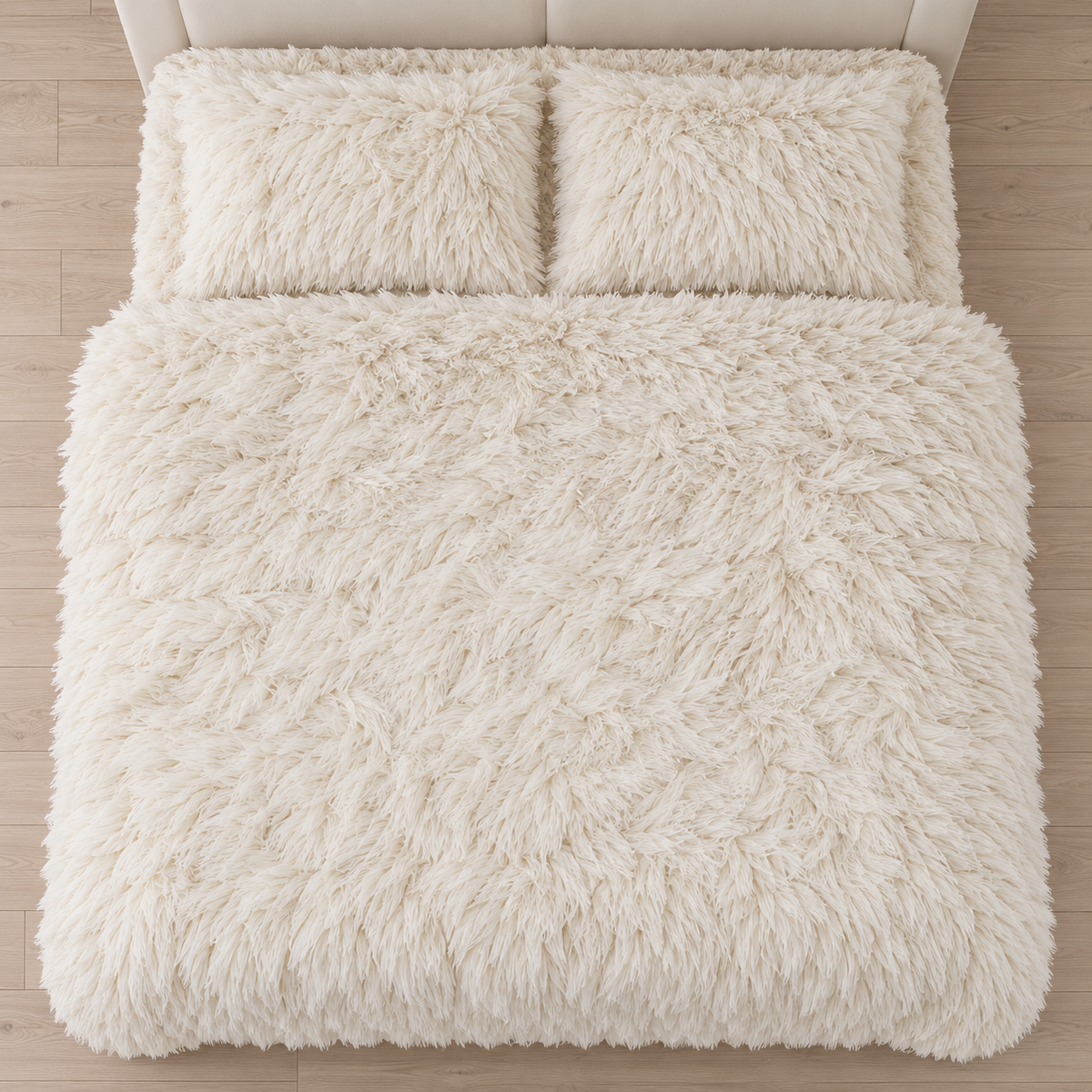 Cream Premium Shaggy Comforter Set (4 Pcs)