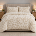 Cream Premium Shaggy Comforter Set (4 Pcs)
